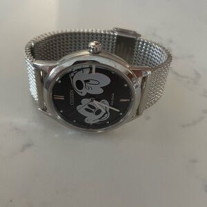 Citizen Black Dial Watch with Silver Mesh Band